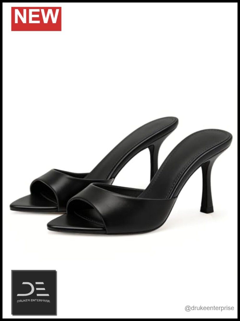 Faux Leather Open Toe Pointed High Heel Mules Slip On Women's Dress Sandals
